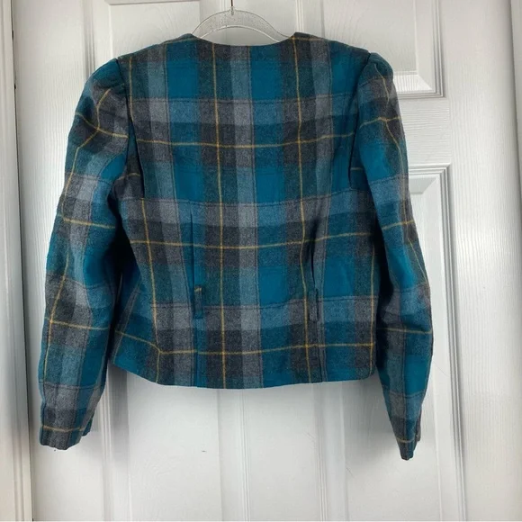 Vintage Mei Lung Meirong Wool Plaid Jacket Button-Up Blazer - Picture 5 of 7